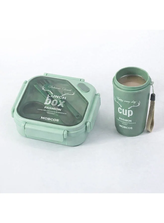 موبكوس مجموعة موبكوس الرياضية للأطفال مع علبة غداء وزجاجة ماء للأطفال والكبار، مصنوعة من بلاستيك البولي بروبيلين عالي الجودة والآمن غذائياً، مانعة للتسرب والانسكاب (أخضر)